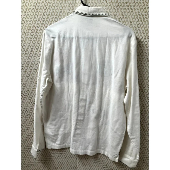 Asos Top Women M Medium Multicolor Linen Collared Embroidery Cowboy Ranching - Picture 2 of 5